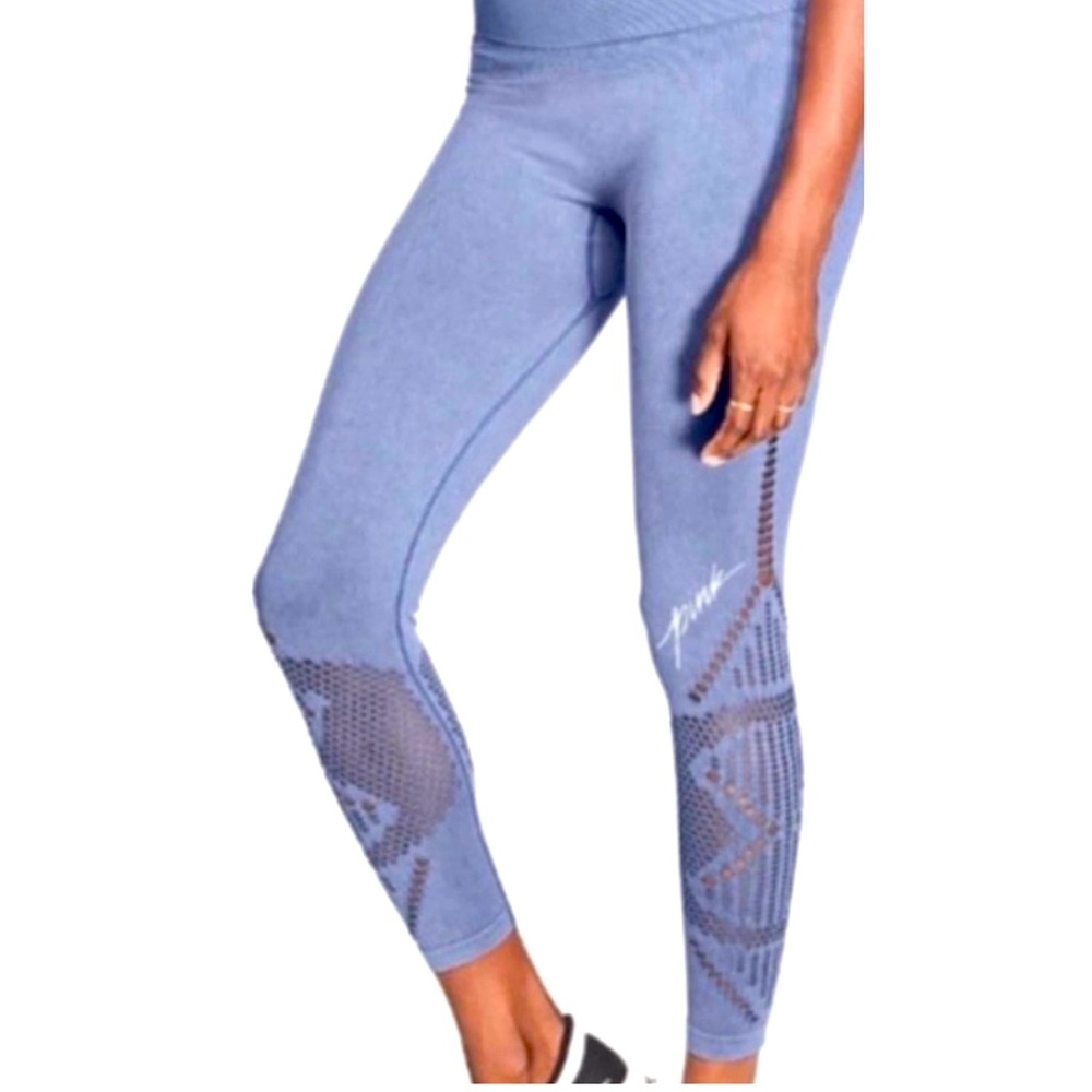 NWOT Victoria’s Secret PINK Blue Laser cut leggings